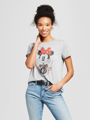 Women's Disney Minnie Mouse Short Sleeve Watercolor Graphic T-shirt (juniors') - Gray