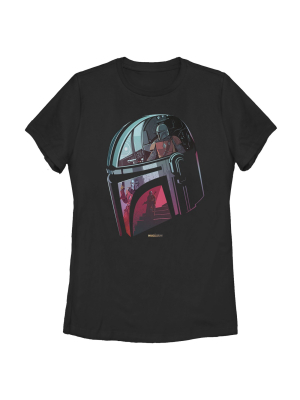 Women's Star Wars The Mandalorian Helmet Reflection T-shirt