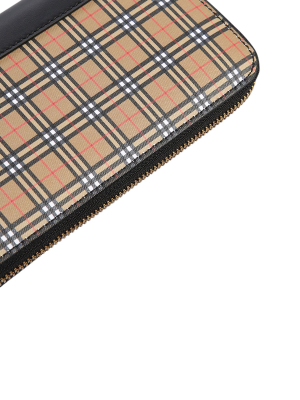 Burberry Check Print Continental Zip Around Wallet