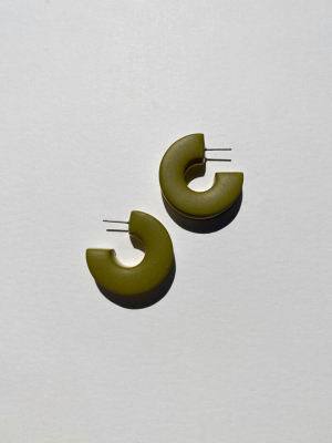 Chunky Two Toned Hoops - Olive/oat