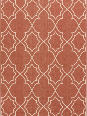 Alfresco Outdoor Rug In Rust & Khaki