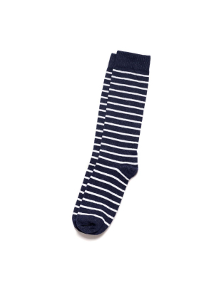 Breton Stripe Sock- Navy/white Stripes