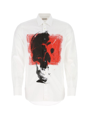 Alexander Mcqueen Graphic-printed Curved Hem Shirt