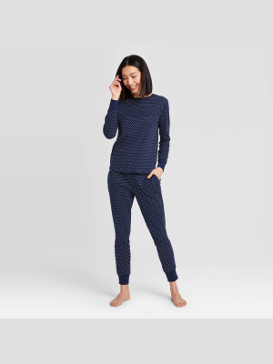 Women's Polka Dot Pajama Set - Navy