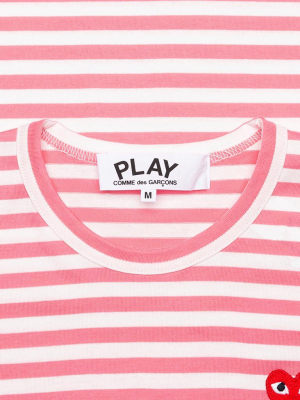 Comme Des Garcons Play Pastelle Striped L/s Shirt - Pink