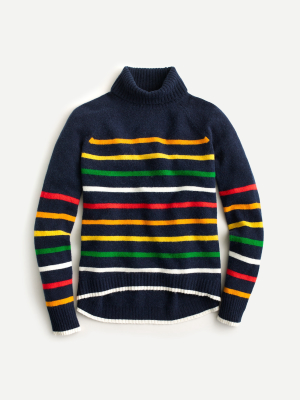 Turtleneck Sweater In Multistriped Supersoft Yarn