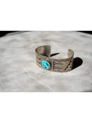 Sterling Silver Cuff W/ Turquoise | Vintage