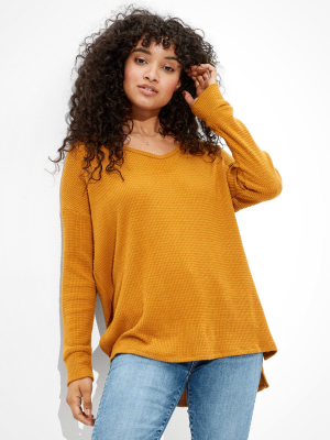 Ae Soft & Sexy Plush Long Sleeve V-neck T-shirt