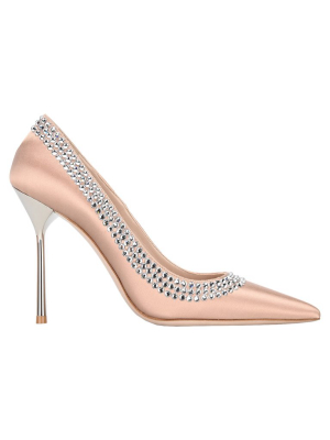 Miu Miu Crystal Embellished Pointed Toe Pumps