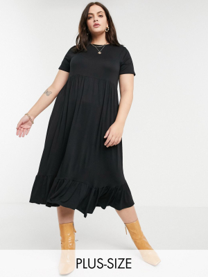 Yours Loose-cut Smock Dress In Black