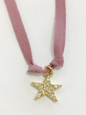 Atsuyo Et Akiko Star Dia Ribbon Necklace - Rose