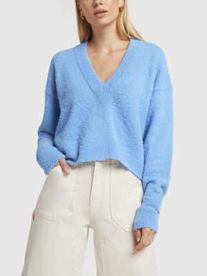 Slit-cuff V-neck Pullover