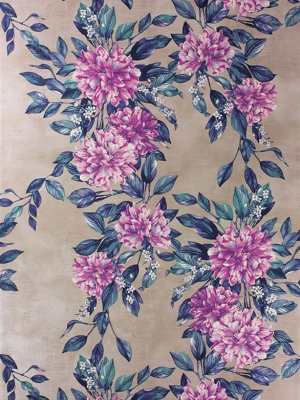 Rhodora Wallpaper In Magenta/petrol From The Enchanted Gardens Collection By Osborne & Little