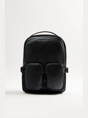 Topstitched Multi-pocket Backpack