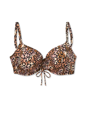 Women's Lightly Lined Tie-front Bikini Top - Shade & Shore™ Animal Print