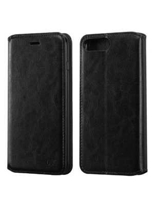 Mybat For Apple Iphone 7 Plus/8 Plus Black Leather Fabric Case W/stand W/card Slot