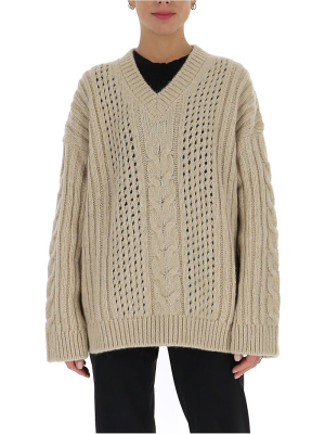 Nanushka Cable Knit V-neck Sweater