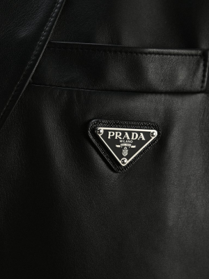 Prada Single Breasted Logo Plaque Coat