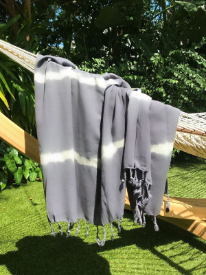 Gray Tie Dye Turkish Beach Towel