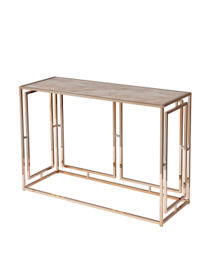 Glenshippe Faux Marble Console Table Champagne - Aiden Lane