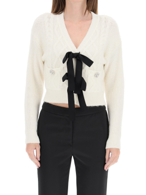 Self-portrait Bow Detail Cropped Cardigan