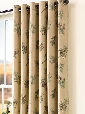 Plow & Hearth - Thermalogic Insulated Peaceful Pine Grommet-top Curtain Pair, 84"l Double Width