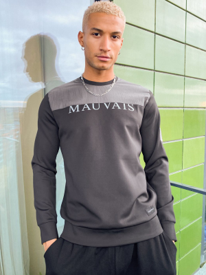 Mauvais Sweatshirt With Crinkle Overlay In Black