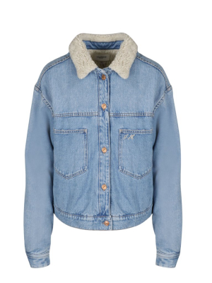 Isabel Marant Étoile Fur Collar Graphic Print Denim Jacket