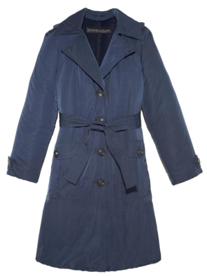 Sheared Rabbit Lined Trench Coat With Belt