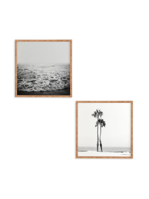 (set Of 2) 12" X 12" Two Palms Framed Decorative Wall Art White - Deny Designs