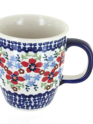 Blue Rose Polish Pottery Red Poppy Coffee Mug