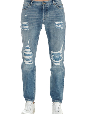 Balmain Distressed Tapered Jeans