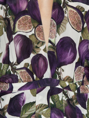 Midi Pleated Dress - Fig Purple Print