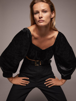 Cropped Velvet Top