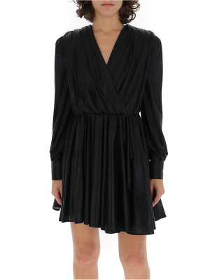 Msgm Draped Striped Mini Dress