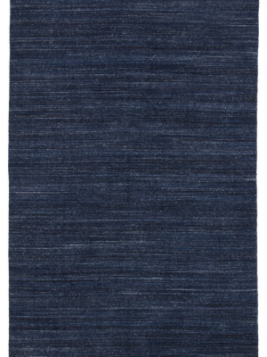 Vassa Handmade Solid Dark Blue Area Rug