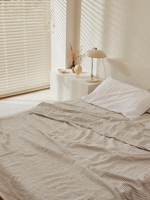 Linen Sheets In Grey Stripe