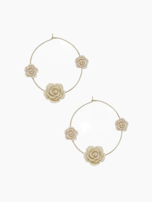 Garden Rose Hoops - Cream & Gold