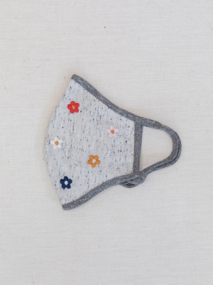 The Embroidered Face Mask. -- Natural Nep With Multi Flower Embroidery