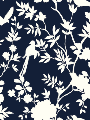 Mono Toile Peel-and-stick Wallpaper In Midnight Blue From The Luxe Haven Collection By Lillian August