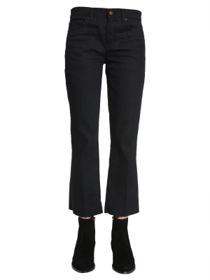 Saint Laurent Cropped Raw Hem Jeans