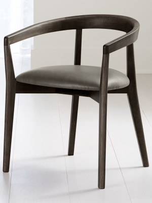 Cullen Dark Stain Stone Round Back Dining Chair