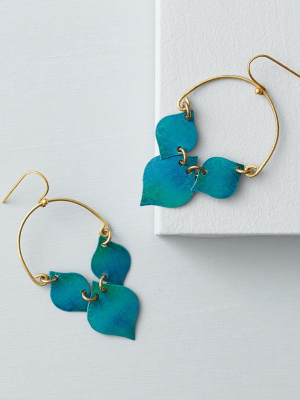 Chameli Earrings - Teal Leaf