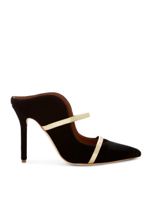 Maureen 100mm - Black Gold Velvet Stiletto Mule