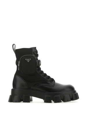 Prada Strapped Pouch Combat Boots