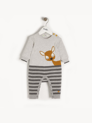 Bonnie Mob Deer Intarsia Playsuit - Grey