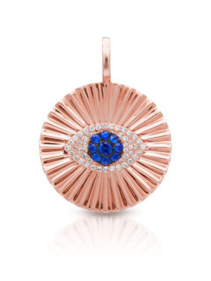 14kt Rose Gold Blue Sapphire Diamond Evil Eye Rays Charm