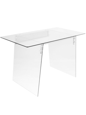 Glacier Contemporary Desk Clear Glass/chrome - Lumisource