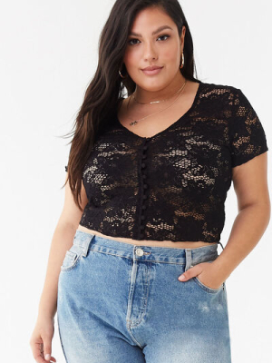 Plus Size Lace Crop Top