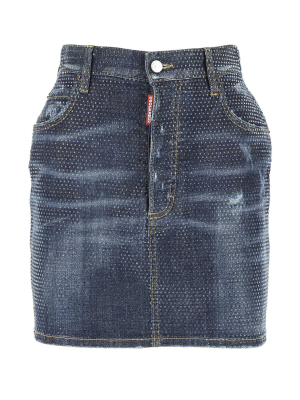 Dsquared2 Embellished Denim Mini Skirt